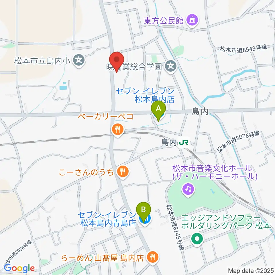 ミュージックプラザオグチ島内店周辺のコンビニエンスストア一覧地図