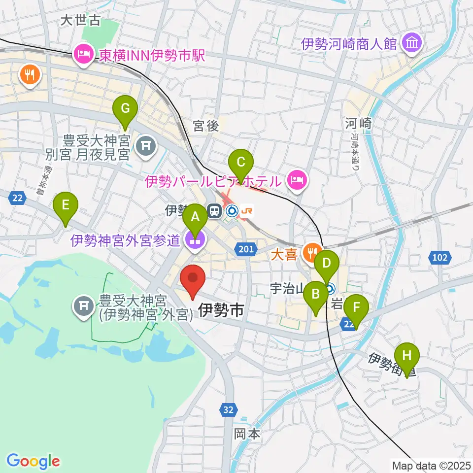 いせシティプラザ周辺のコンビニエンスストア一覧地図