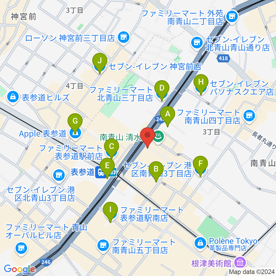 表参道ジャズバード周辺のコンビニエンスストア一覧地図