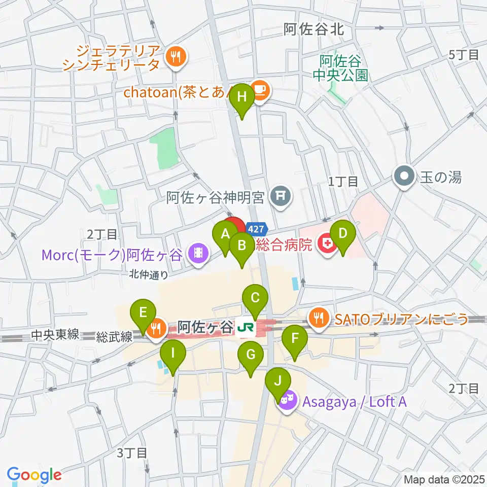 阿佐ヶ谷ラフォーレ周辺のコンビニエンスストア一覧地図