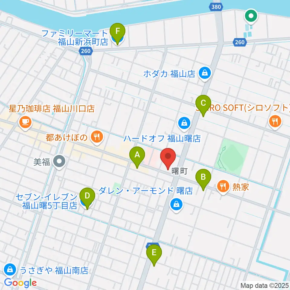 音楽館ピアノプラザ福山店周辺のコンビニエンスストア一覧地図