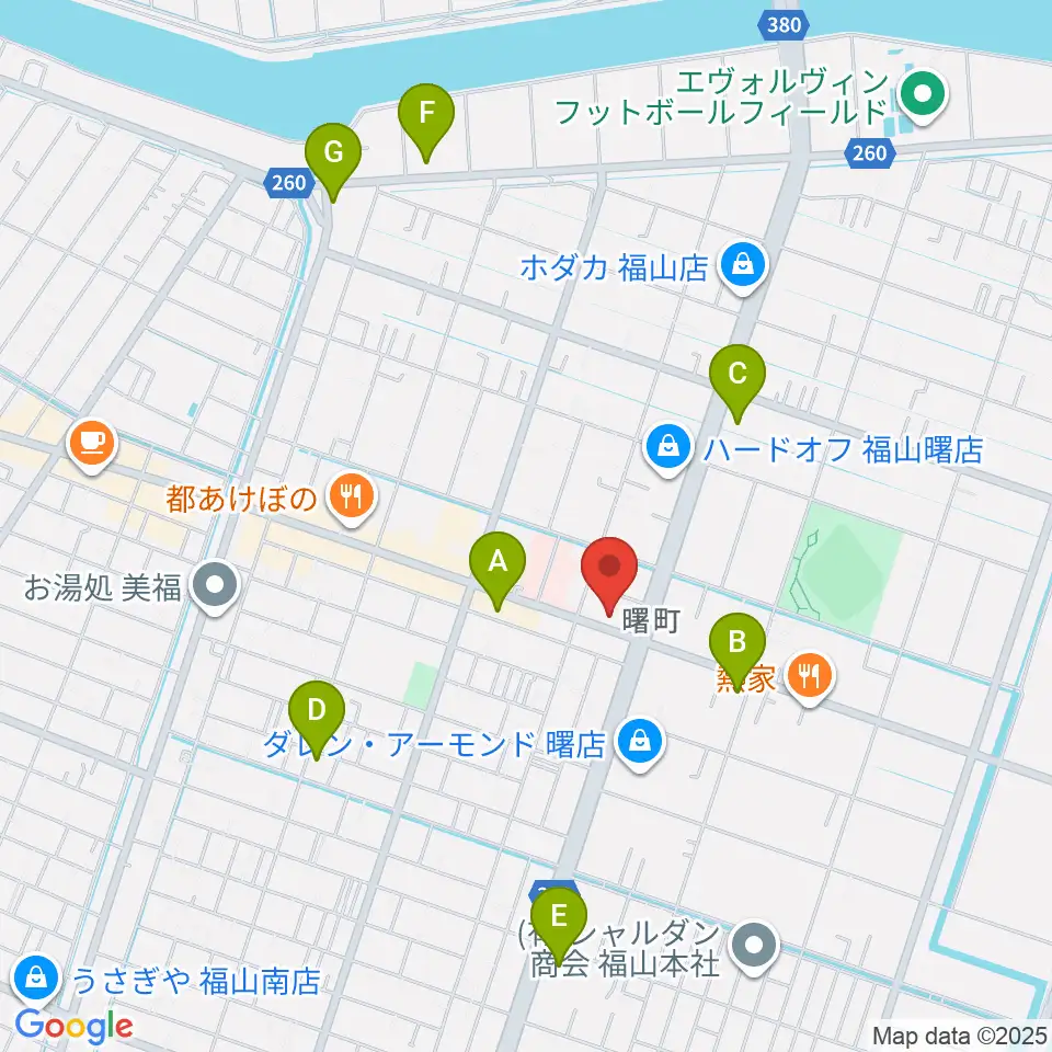 音楽館ピアノプラザ福山店周辺のコンビニエンスストア一覧地図