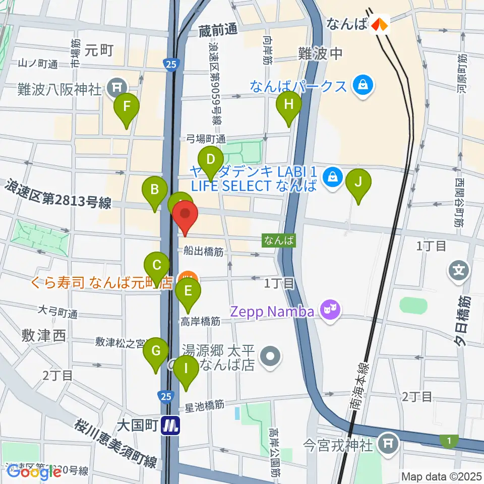 OMCグランドピアノスタジオ周辺のコンビニエンスストア一覧地図