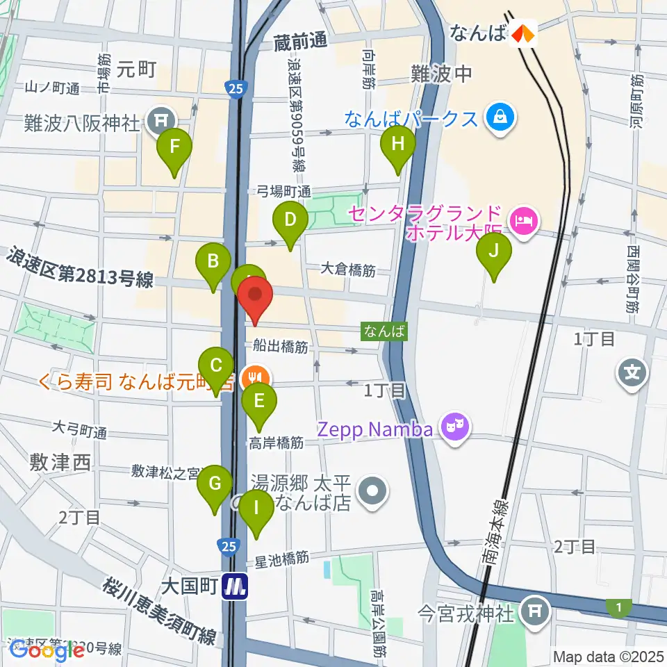 OMCグランドピアノスタジオ周辺のコンビニエンスストア一覧地図