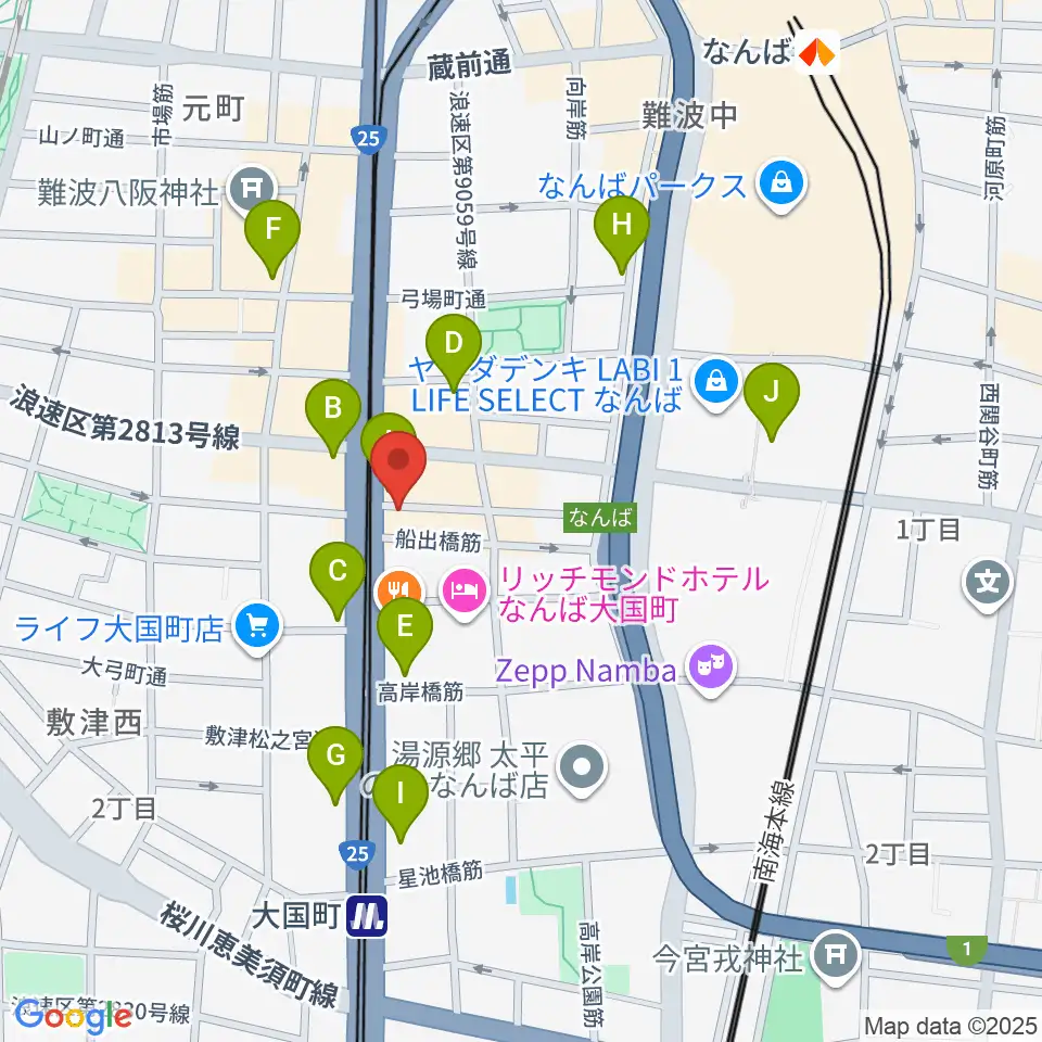 OMCグランドピアノスタジオ周辺のコンビニエンスストア一覧地図