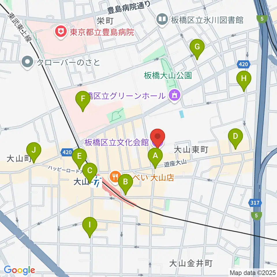 板橋区立文化会館周辺のコンビニエンスストア一覧地図