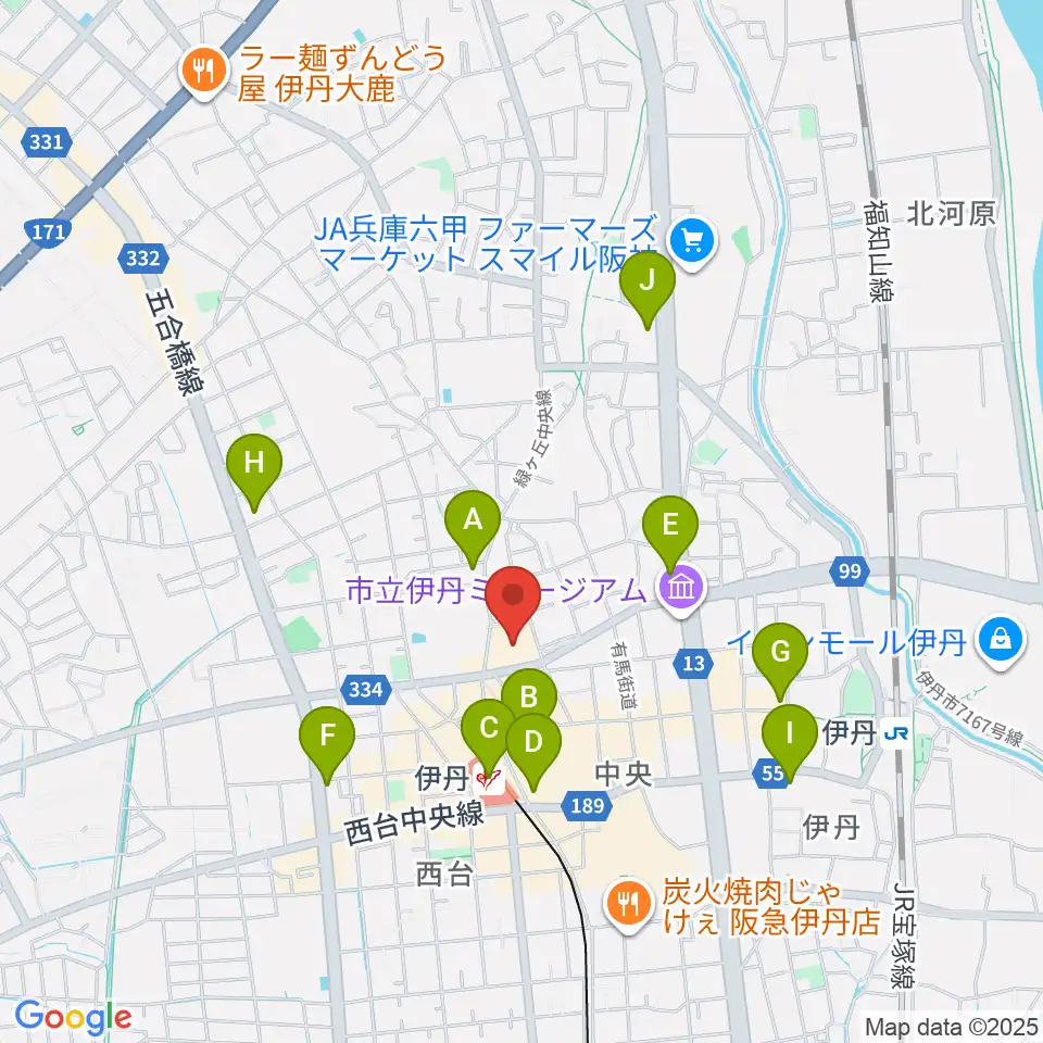東リ いたみホール周辺のコンビニエンスストア一覧地図