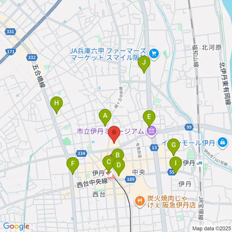 東リ いたみホール周辺のコンビニエンスストア一覧地図