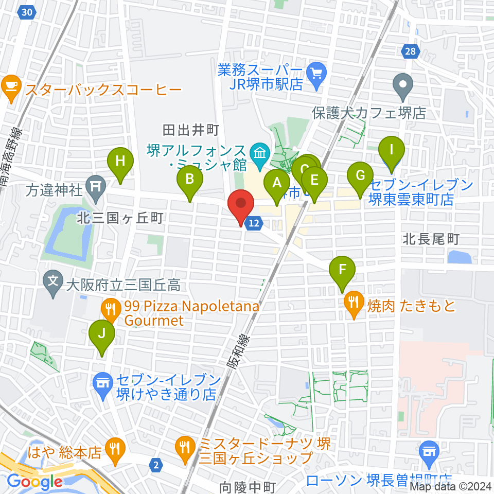 堺レッドハウス周辺のコンビニエンスストア一覧地図