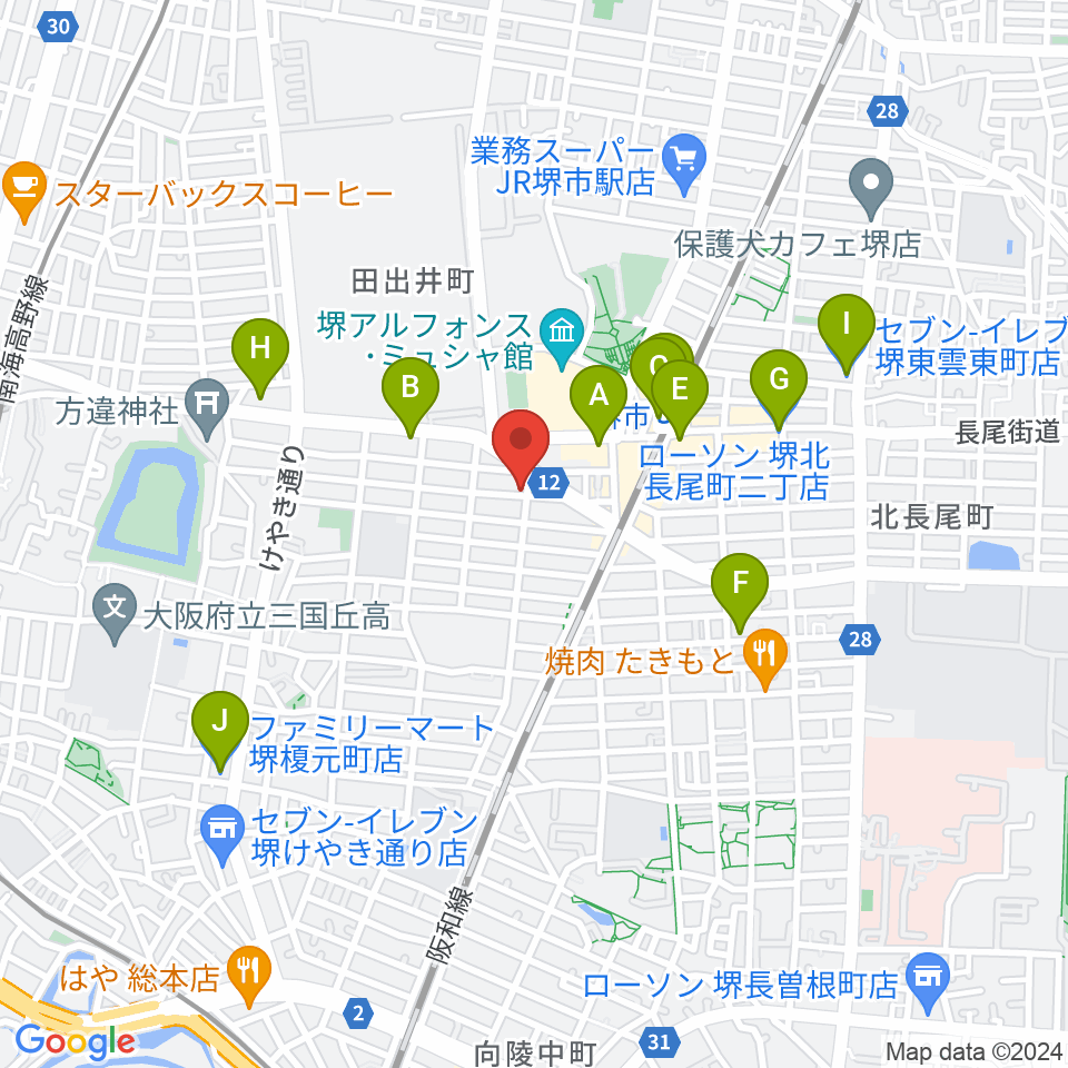 堺レッドハウス周辺のコンビニエンスストア一覧地図