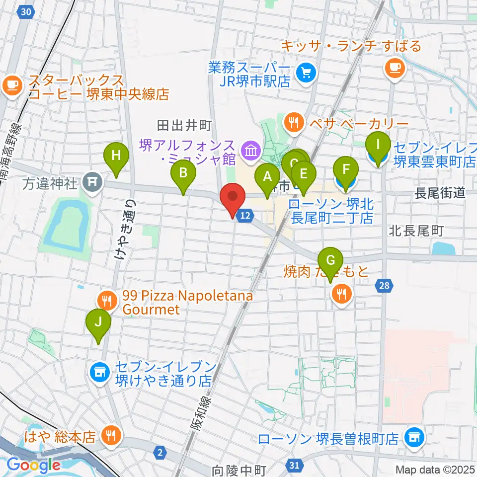 堺レッドハウス周辺のコンビニエンスストア一覧地図