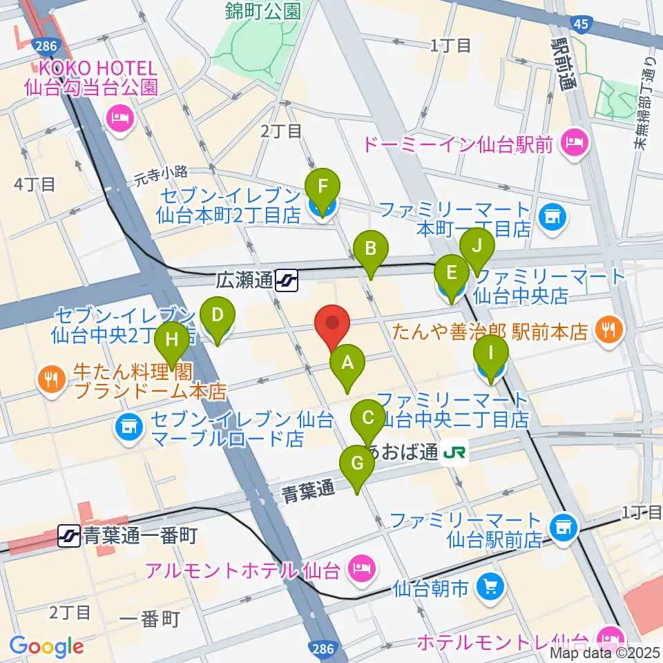 仙台enn 2nd・enn 3rd周辺のコンビニエンスストア一覧地図