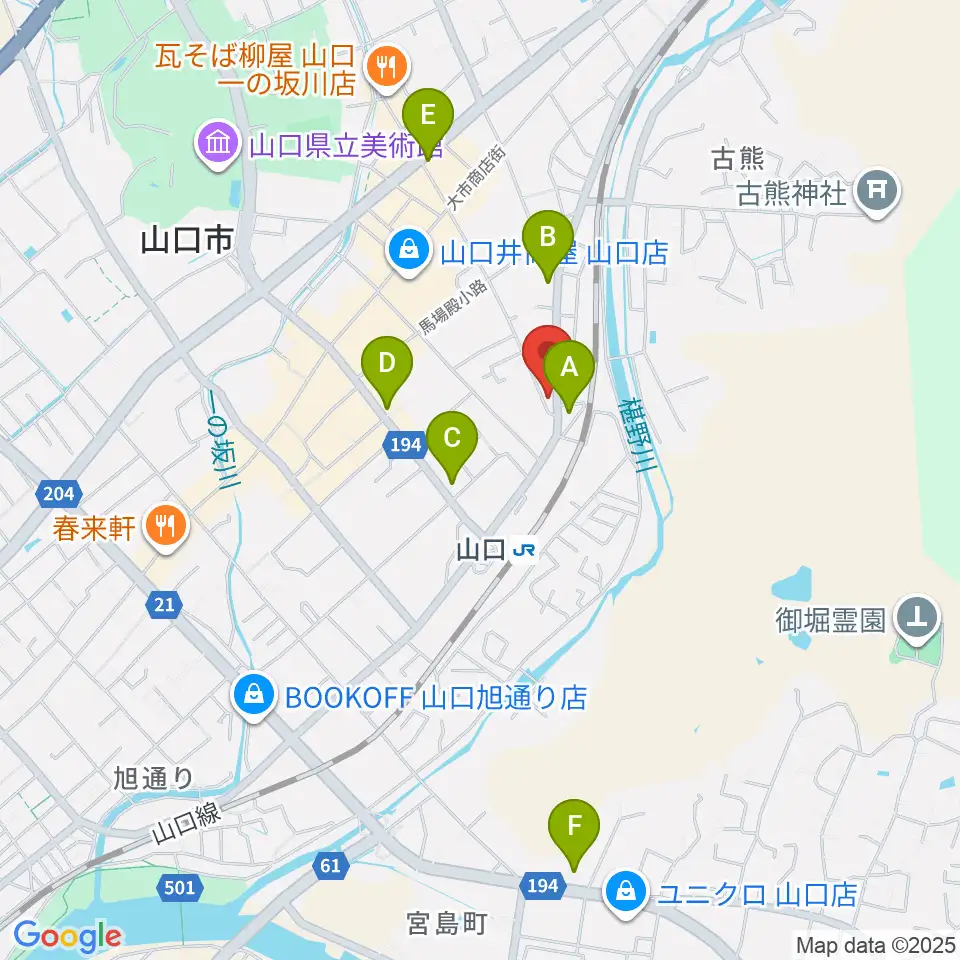 POPS-K 山口店周辺のコンビニエンスストア一覧地図
