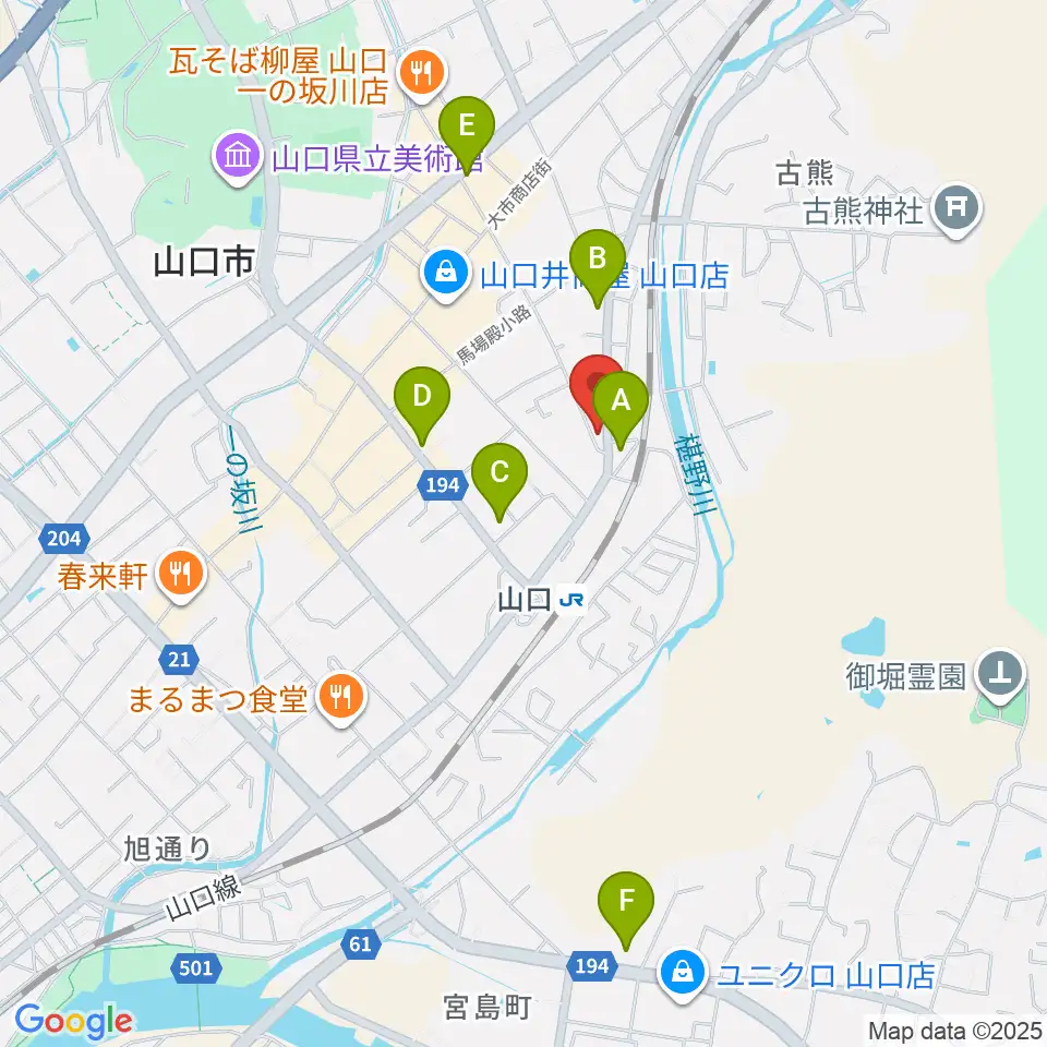 POPS-K 山口店周辺のコンビニエンスストア一覧地図