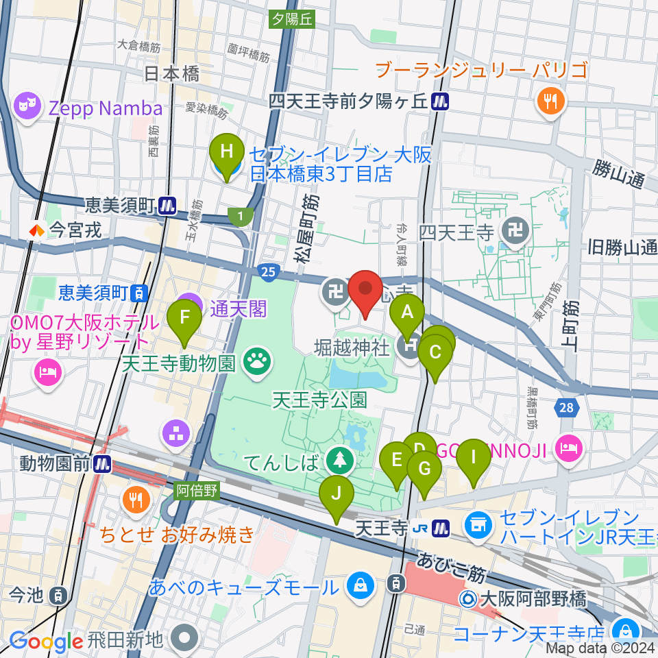 一心寺シアター倶楽周辺のコンビニエンスストア一覧地図