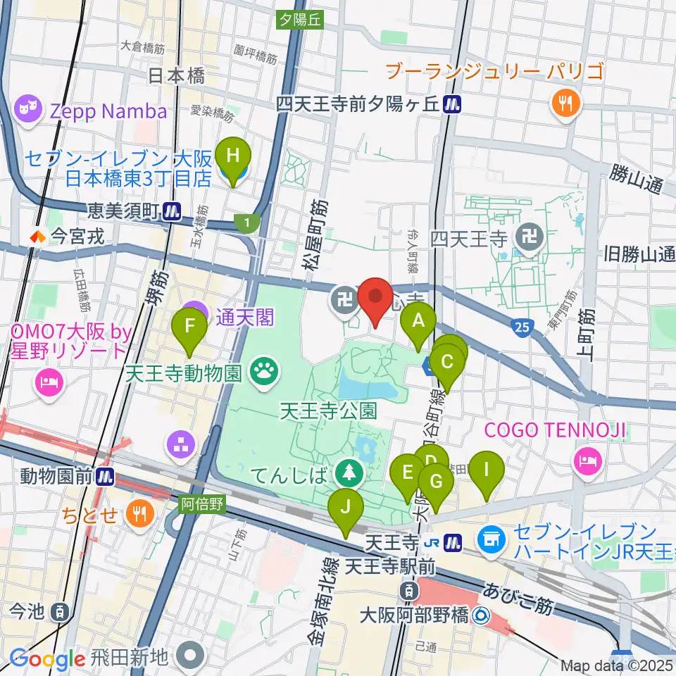一心寺シアター倶楽周辺のコンビニエンスストア一覧地図