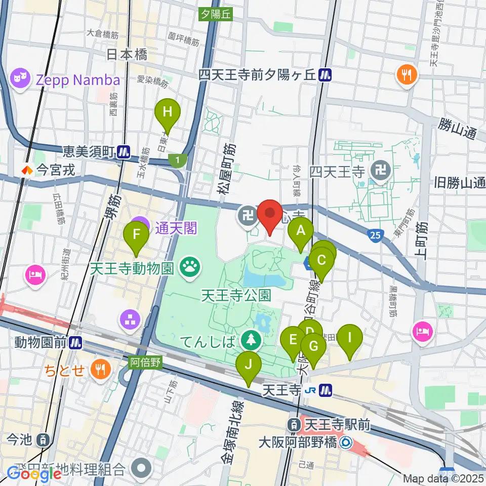 一心寺シアター倶楽周辺のコンビニエンスストア一覧地図