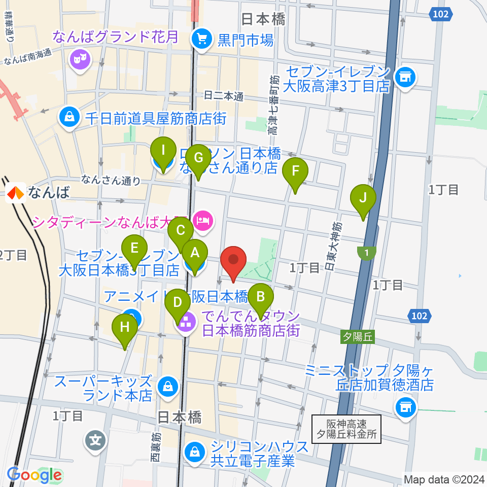 インディペンデントシアター1st周辺のコンビニエンスストア一覧地図