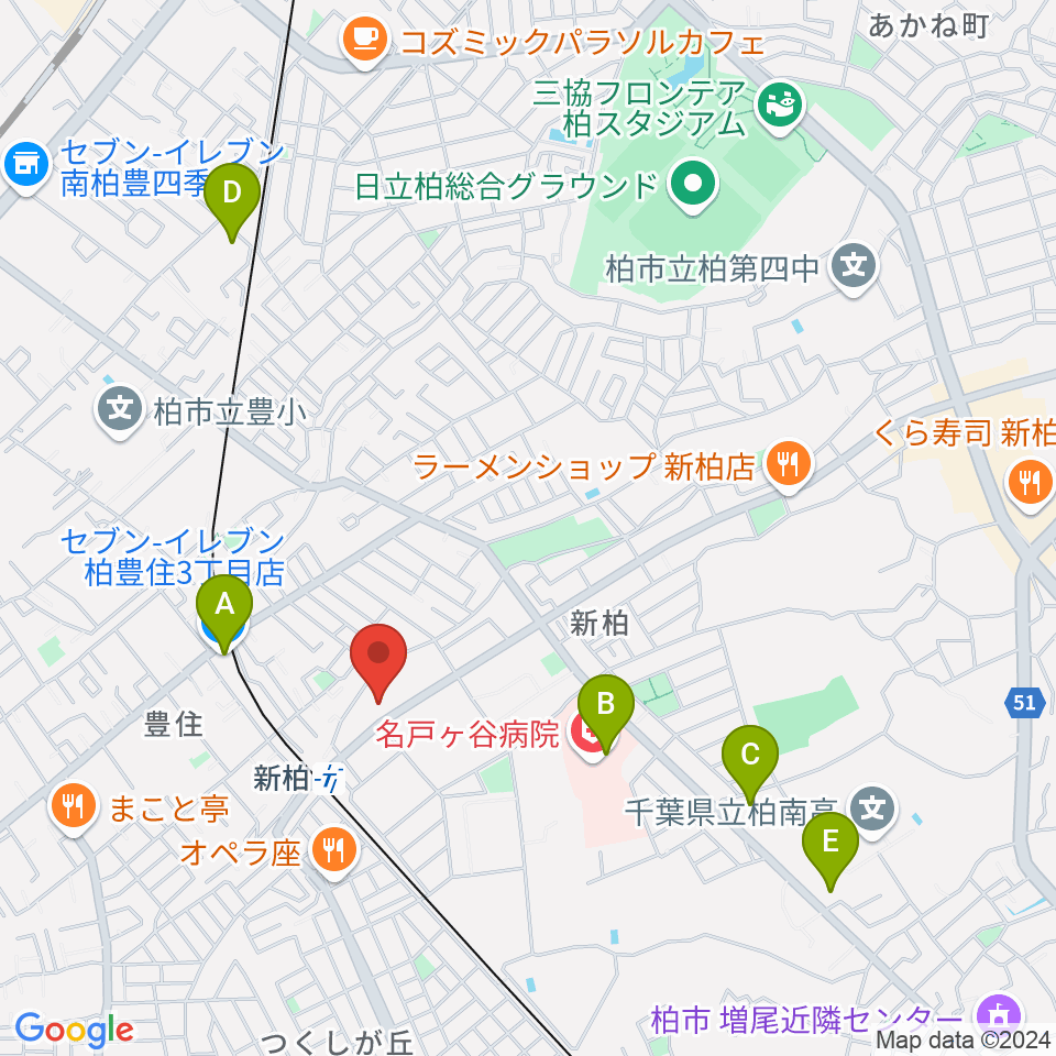 新柏パタータ周辺のコンビニエンスストア一覧地図