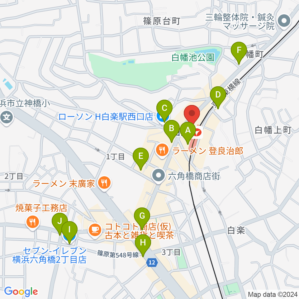 白楽ブルースエット周辺のコンビニエンスストア一覧地図