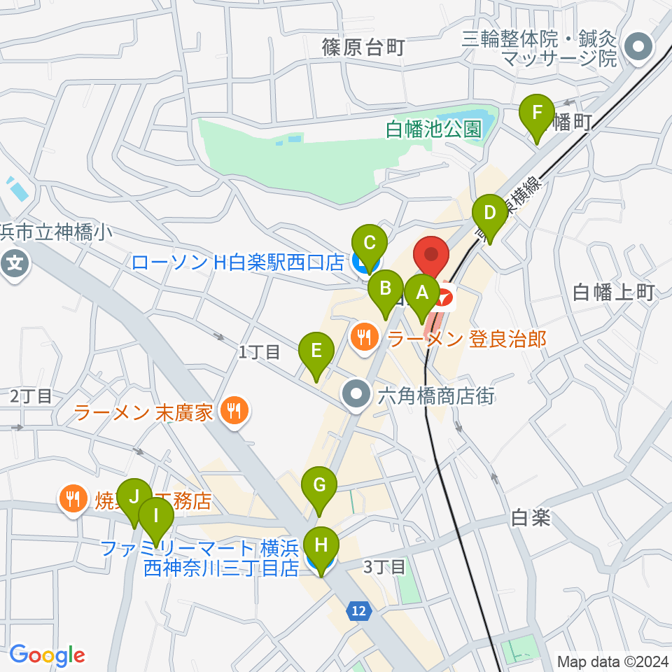 白楽ブルースエット周辺のコンビニエンスストア一覧地図