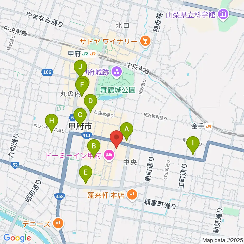 コットンクラブ甲府周辺のコンビニエンスストア一覧地図