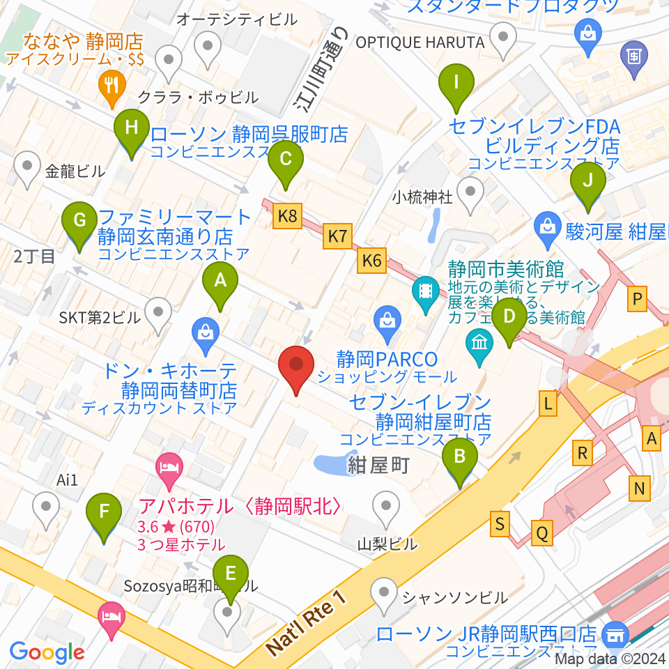 静岡LIFE TIME（ライフタイム）周辺のコンビニエンスストア一覧地図