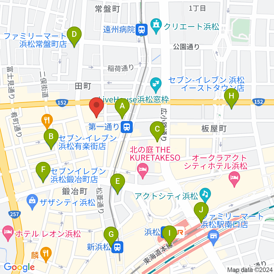 浜松ハァーミットドルフィン周辺のコンビニエンスストア一覧地図