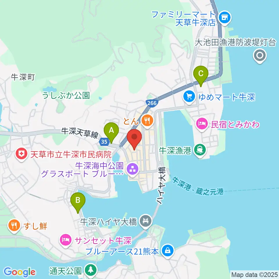 牛深総合センター周辺のコンビニエンスストア一覧地図