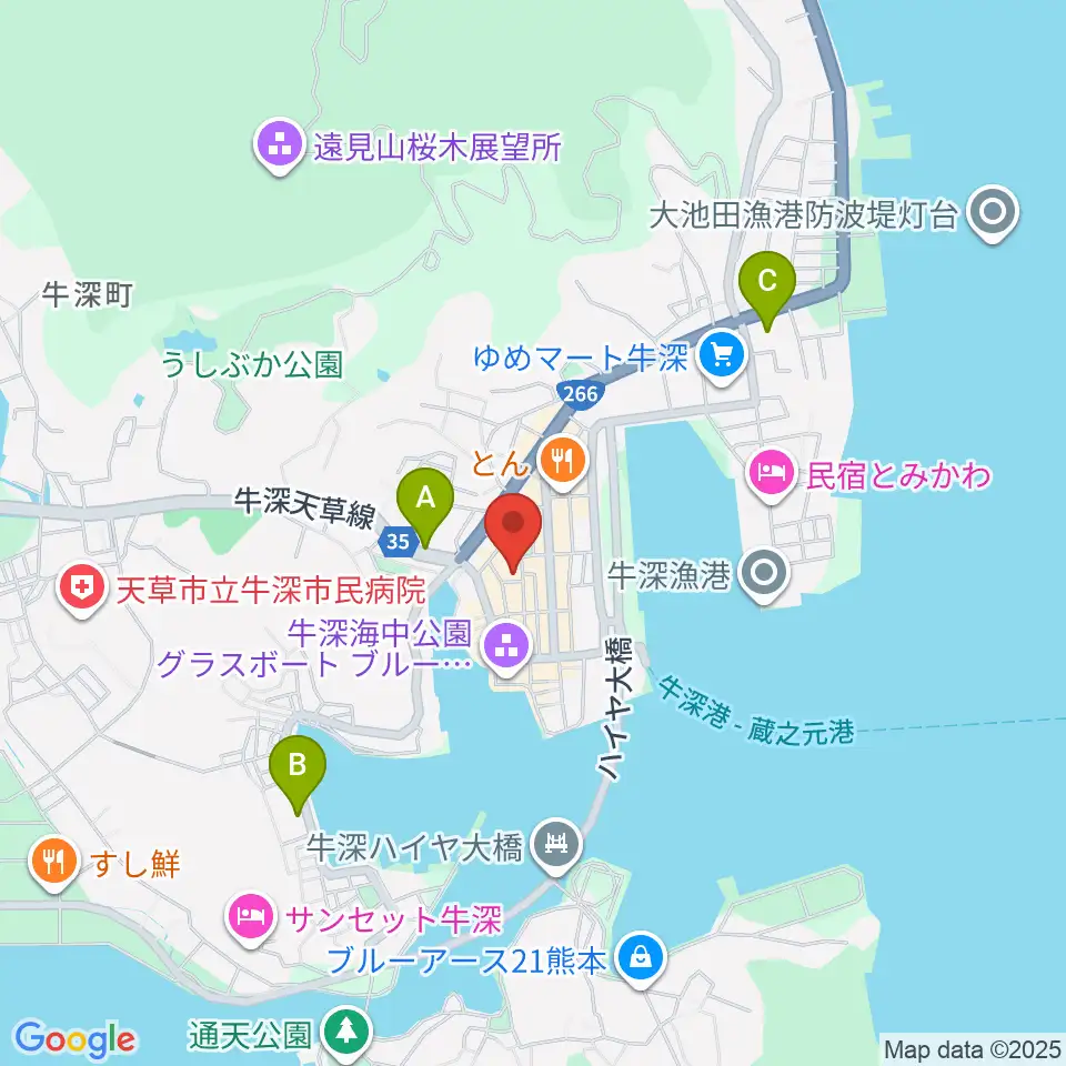 牛深総合センター周辺のコンビニエンスストア一覧地図