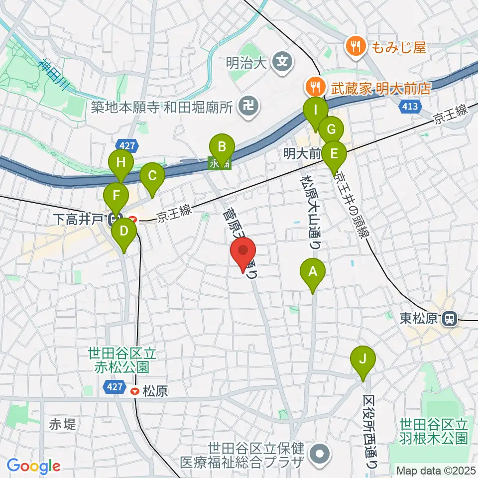 宇宙舘周辺のコンビニエンスストア一覧地図
