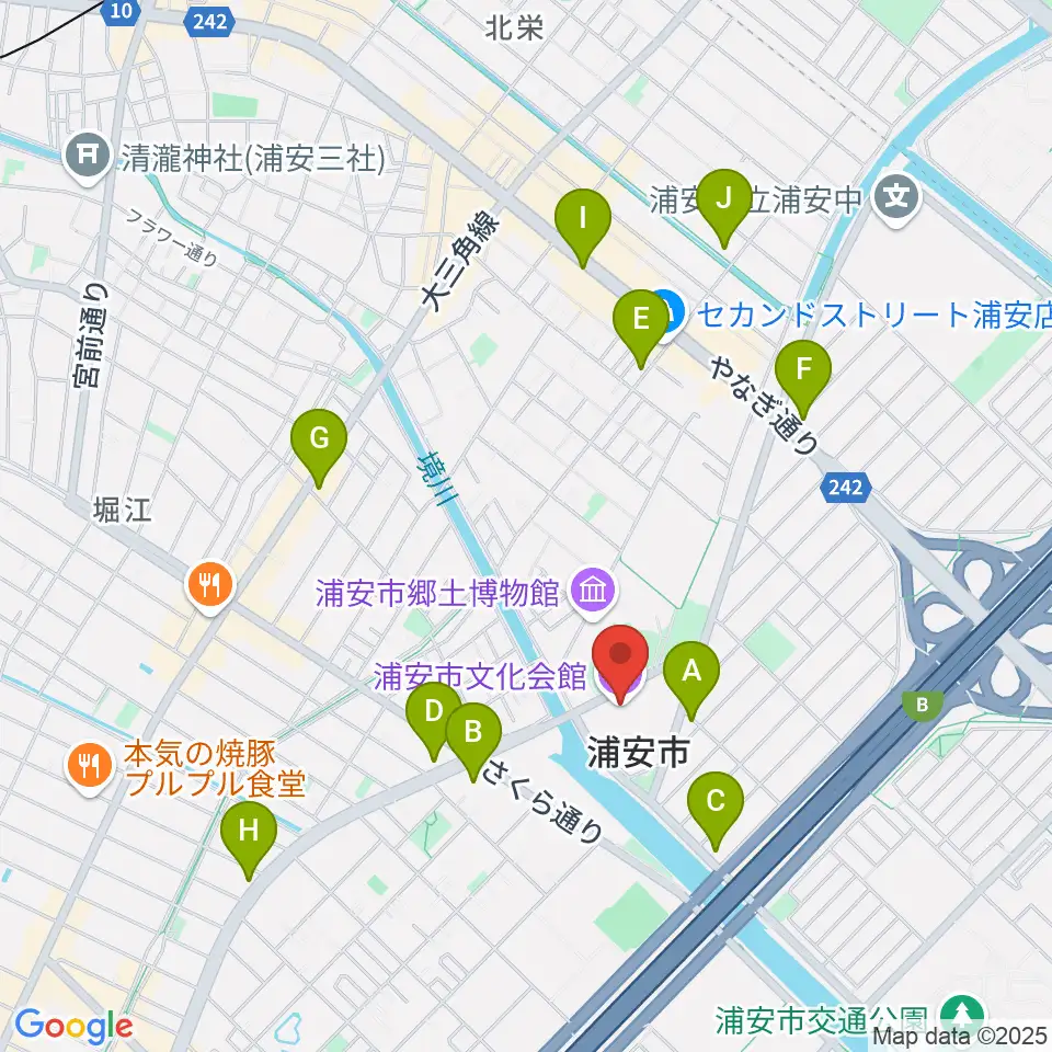 浦安市文化会館周辺のコンビニエンスストア一覧地図