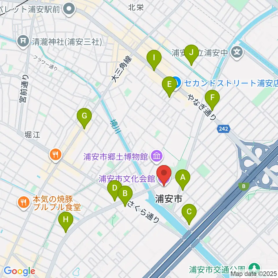 浦安市文化会館周辺のコンビニエンスストア一覧地図