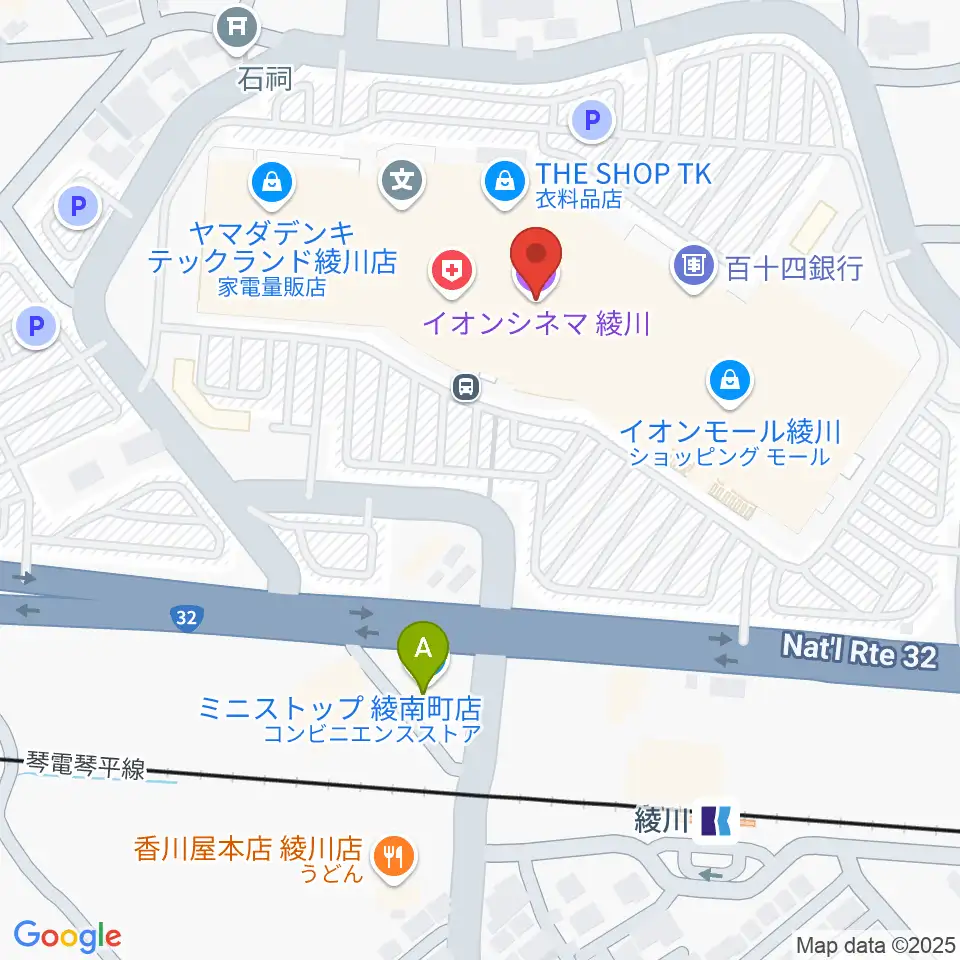 島村楽器 イオンモール綾川店周辺のコンビニエンスストア一覧地図