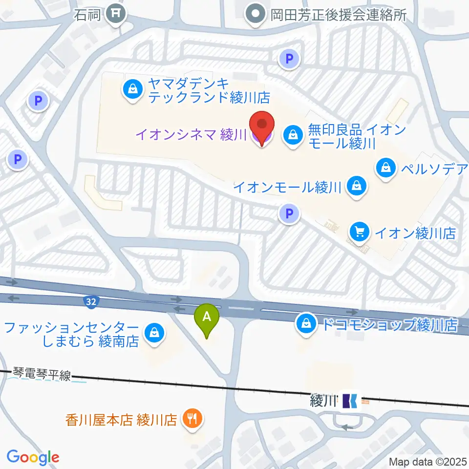 島村楽器 イオンモール綾川店周辺のコンビニエンスストア一覧地図