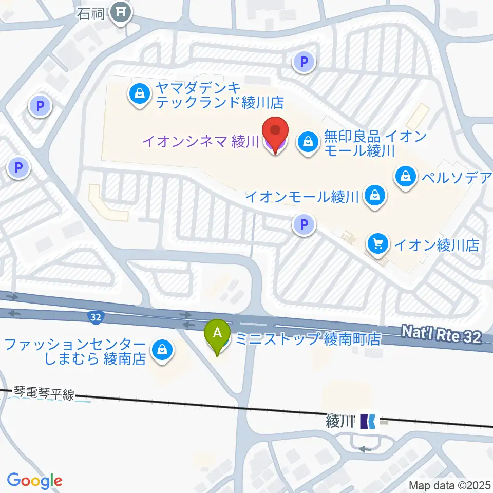 島村楽器 イオンモール綾川店周辺のコンビニエンスストア一覧地図