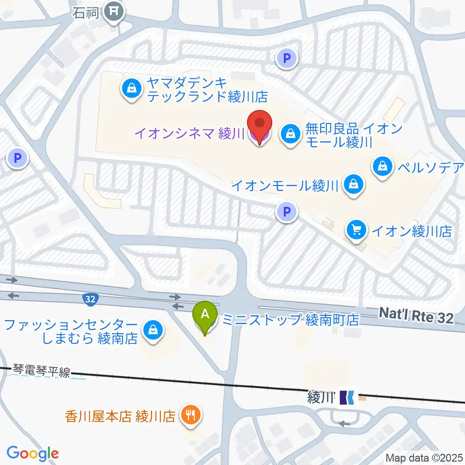島村楽器 イオンモール綾川店周辺のコンビニエンスストア一覧地図