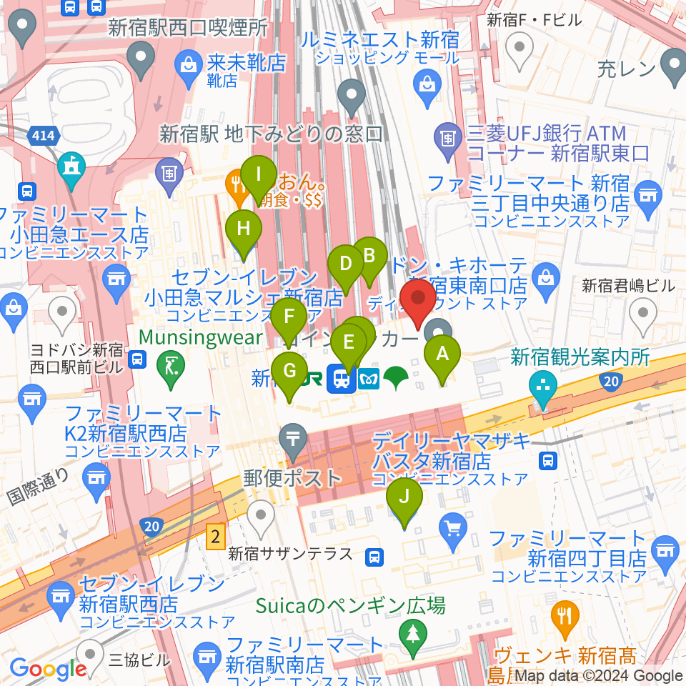 ルミネtheよしもと周辺のコンビニエンスストア一覧地図