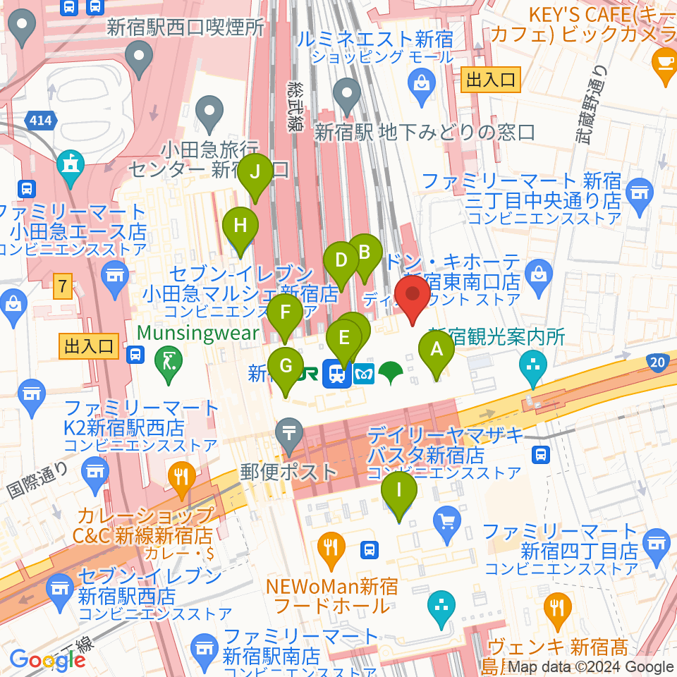 ルミネtheよしもと周辺のコンビニエンスストア一覧地図