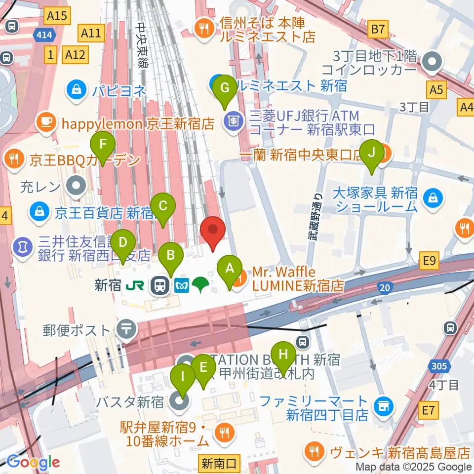 ルミネtheよしもと周辺のコンビニエンスストア一覧地図