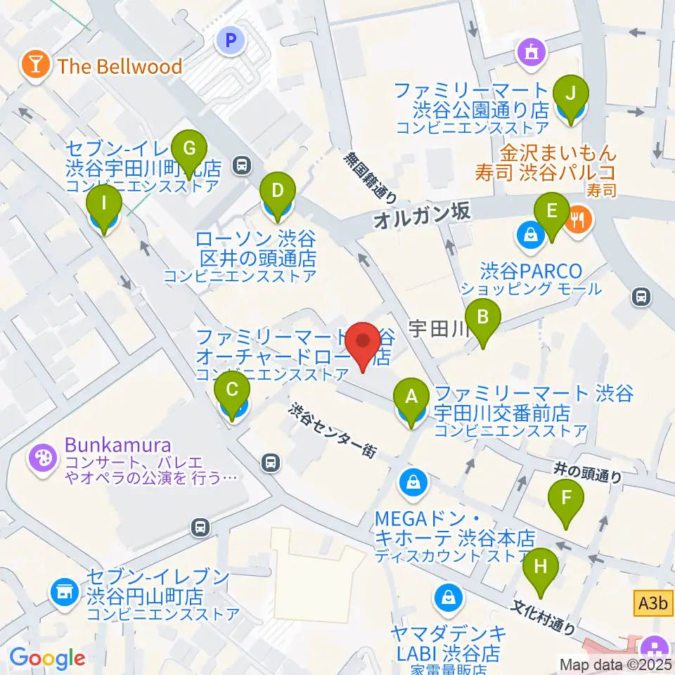渋谷よしもと漫才劇場周辺のコンビニエンスストア一覧地図
