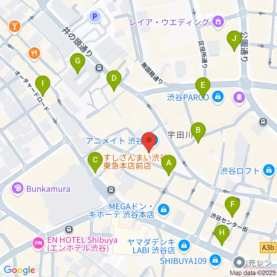 渋谷よしもと漫才劇場周辺のコンビニエンスストア一覧地図