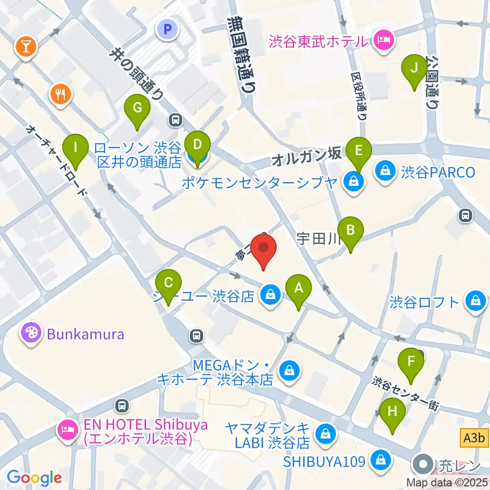 渋谷よしもと漫才劇場周辺のコンビニエンスストア一覧地図