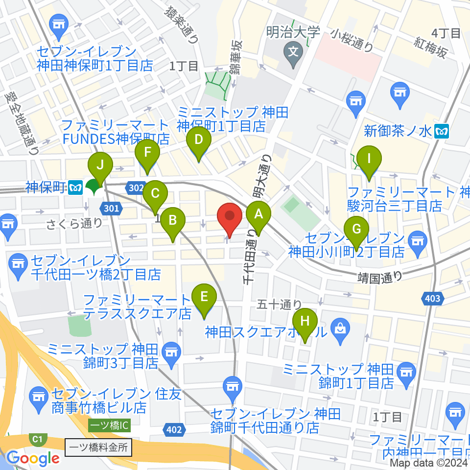 神保町よしもと漫才劇場周辺のコンビニエンスストア一覧地図