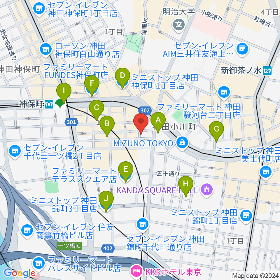 神保町よしもと漫才劇場周辺のコンビニエンスストア一覧地図