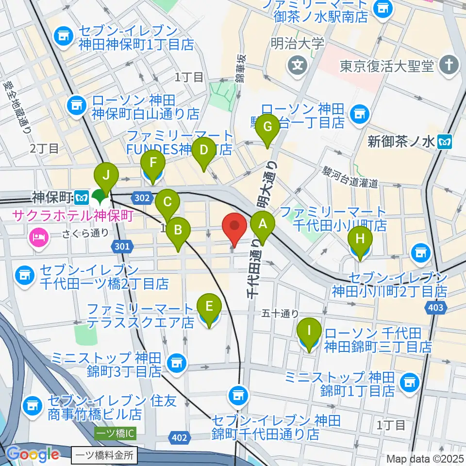 神保町よしもと漫才劇場周辺のコンビニエンスストア一覧地図