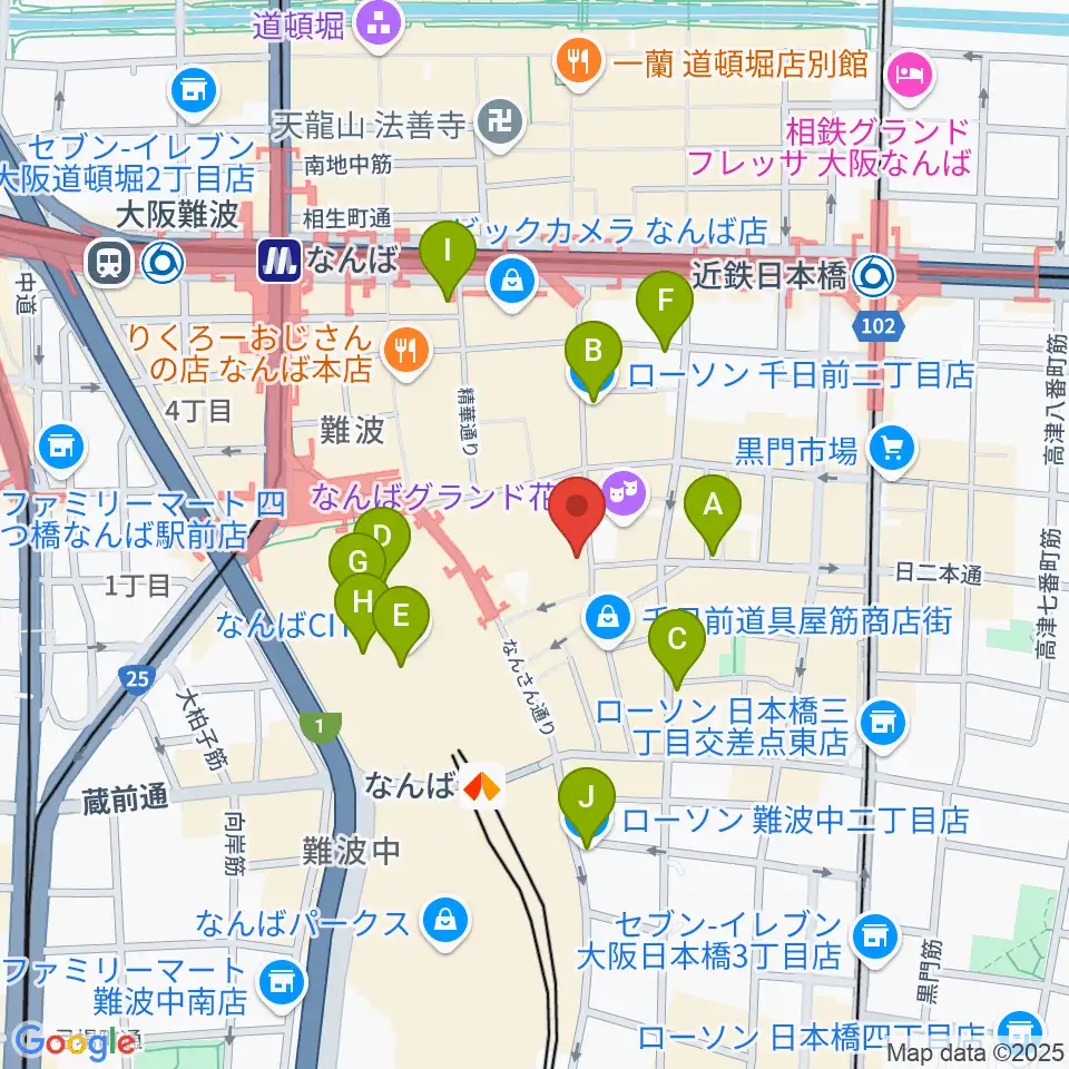 よしもと漫才劇場周辺のコンビニエンスストア一覧地図