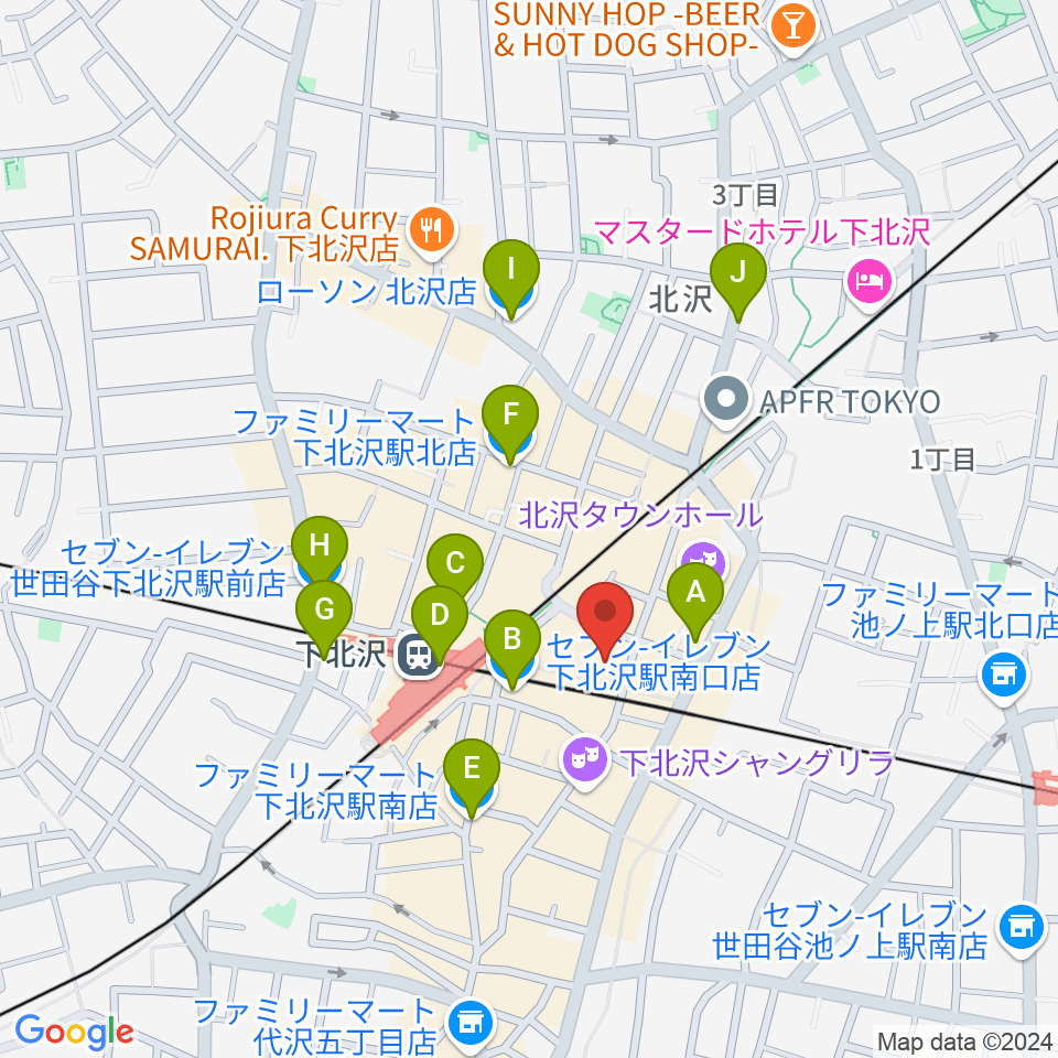 下北沢 本多劇場周辺のコンビニエンスストア一覧地図