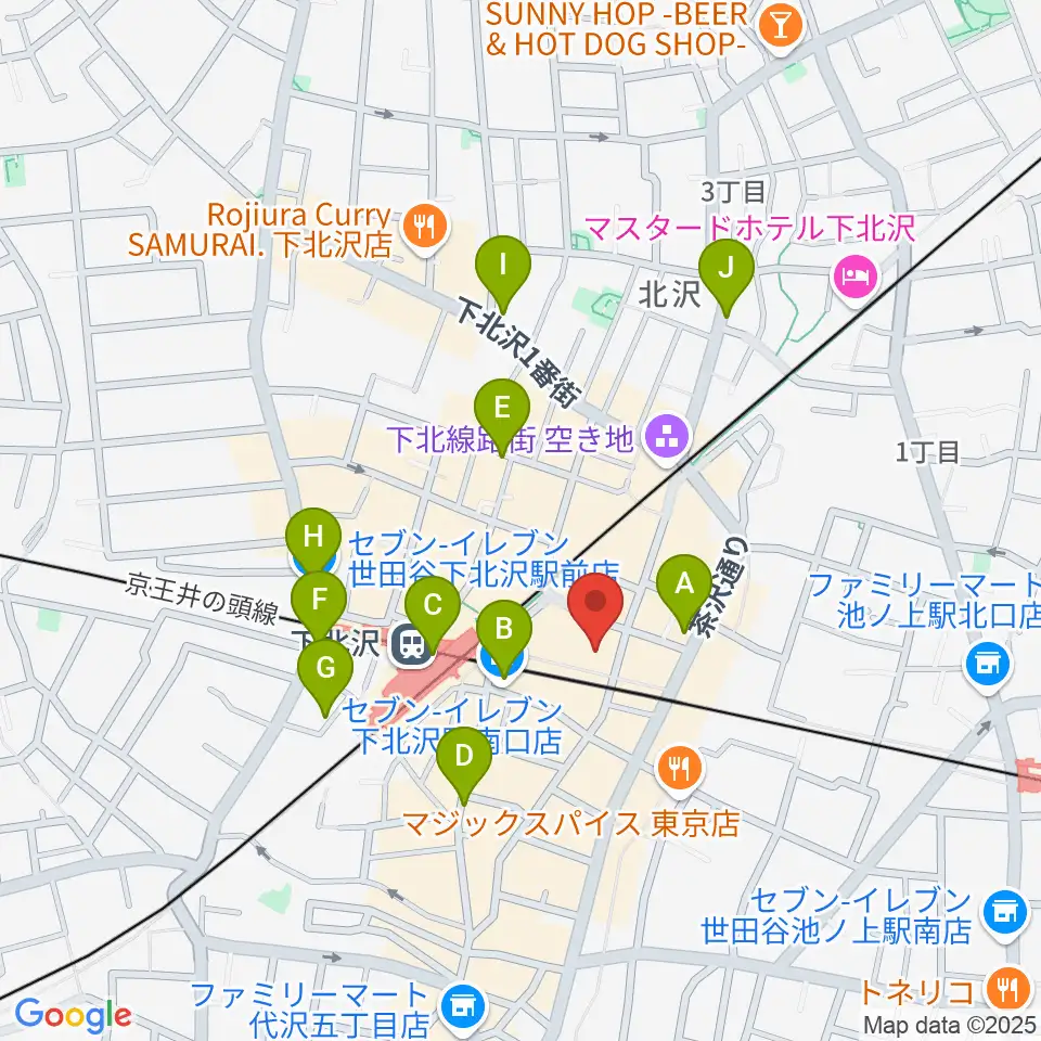 下北沢 本多劇場周辺のコンビニエンスストア一覧地図