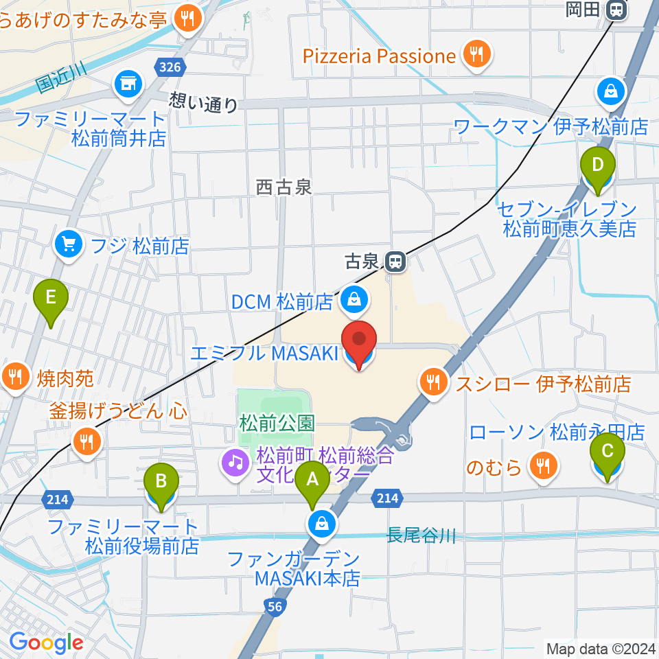 島村楽器エミフルMASAKI店周辺のコンビニエンスストア一覧地図